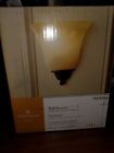 0616056 Portfolio New Linkhorn Wall Sconce Aged Bronze Umber Scavo Glass