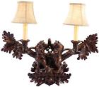 0819-bd-bwl Eurolux Home New Wall Sconce Dancing Bears Cast Resin Linen Shade Ul-listed This Item