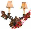 0819-fh-ml Eurolux Home New Wall Sconce Foxhound Dogs Cast Resin Faux Leather Shade Ul-listed Th