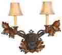 0819-lbk-ml Eurolux Home Wall Sconce Black Lab Labrador Dog Dogs 2 Light Cast Resin Faux Leather