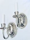19-0287 Waterworks Wall Mounted Single Arm Pair Sconces Fabric Shade In