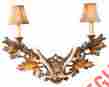 0809-ta-ml 2-light Eurolux Home Wall Sconce Antlers Deer Cast Resin Faux Leather Shade New Ul-lis