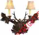 0819-s-bwl 2-light Eurolux Home Wall Sconce Stag Head Deer Cast Resin Faux Leather Shade New Ul