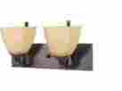 45923600609 2-light Hd-060 Glomar Copper Bronze Bath Vanity Light With Champagne Linen Washed Glass