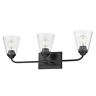 2120-ba3blk-cone-clr Golden Lighting Ormond Light Bath Black Clear Glass 844375083509
