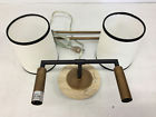 2137 Robert Abbey Sconces Axis Fondine Fabric Shades Honed Travertine