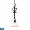 251-bk 251-bk-led Elk Lighting New Buckingham 1 Bulb Pendant Light Matte Black White Glass Led 830335018735