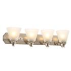 261568 Hampton Bay Brushed Nickel Vanity Light With Frosted 718212053829