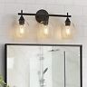 3-light Black Bathroom Lighting Fixture Vintage Vanity Light With Clear