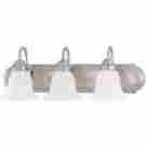 Hd-3279 3-light Glomar Brushed Nickel Vanity Light With Frosted White Glass 045923632792