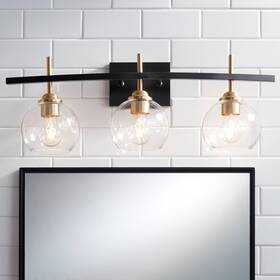12852-bb-3 360 Lighting Modern Wall Light Sconce Black Gold Mixed Hardwire 27 Inch 3-light Fixture Clear