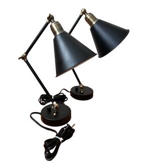 360 Lighting 736101839675 Wray Plug-in Wall Lamps Set Black And Brass Mcm Adjustable