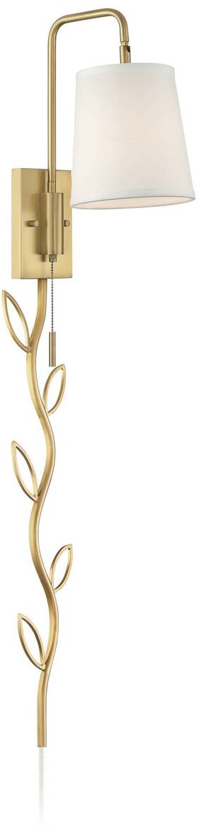 93h18-98g89 360 Lighting Luca Modern Swing Arm Wall Lamp Cord Cover Brass Plug-in Fixture White Shade