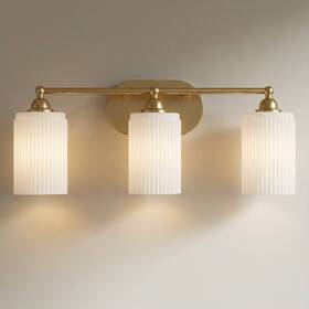 Lpw-23380a-3 360 Lighting David 22 Inch Wide Soft Gold And White Glass 3-light Bath Light