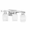 37316 Allen Roth 3 Light Chrome Bathroom Vanity Frosted Etched Glass Above Mirror Bath Fixture