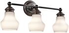 45488orz Kichler Currituck Bronze Teardrop Vanity Light Opal Glass