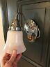 487176 Hampton Bay Chrome Wall Sconce Opal Glass Shade