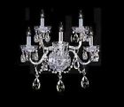 W14h18 " 5 - Sconce Crystals Wall Chrome Silver Light Teardrop Lamp