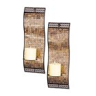 45688 6 69610 9 Kingsway Metallic Mosaic Waved Wall Sconces Set Light
