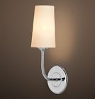 60030412pc Restoration Hardware Modern Taper Sconce With Linen Shade Chrome