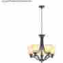 843093 Commercial Eectric 5 Light Chandelier Rustic Iron Finish Antique Ivory Glass