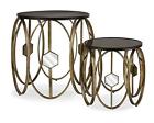 87193200 Imax Corporation Casablanca By Melissa Vasquez Set Of 2 Hexacomb Accent Tables Gold Black 784185871937