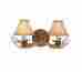 944744 Cascadia Lighting Rustic Leather Shade Fixture Noachian Stone 2 Light Mounted Arm Wall Sconce Lamp