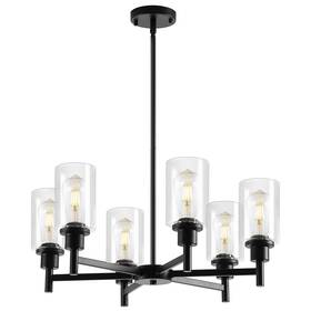 8019 9mmml Farmhouse 6-light Glass Chandelier Modern Black Light Fixture For Kitc