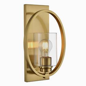Nf-22418br A1a9 Vintage Wall Sconce With Glass Shade 1-light Brushed Gold Farmhouse Lig