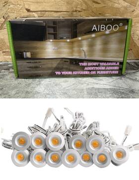 Linkable-12x1w-ww Aboo Linkable Led Under Cabinet Lighting 12v Recessed Mini Downlights Spotlights 12ki