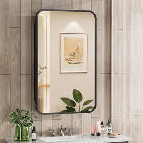 Metal01-1624 Acemiro 16x24 Inch Black Mirror Medicine Cabinet Metal Framed Recessed Wall Mounted B Metal01-1624 Acemiro 16x24 Inch Black Mirror Medicine Cabinet Metal Framed Recessed Wall Mounted B