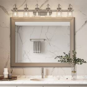 Acroma 747832278480 6-light Modern Industrial Nickel Bathroom Vanity