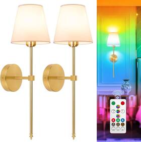5cct Adetu 744110640373 Battery Operated Wall Sconce Set Of 2 Gold Rechargeable Lights