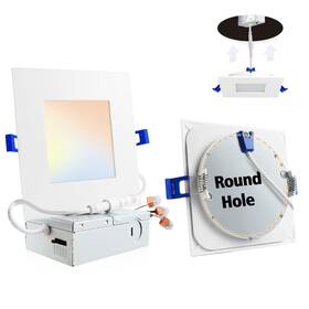 Adetu-qfhy-6in-1p-5cctwhite Adetu 6 Inch Square Led Recessed Lighting 5cct Ultra Thin Ceiling