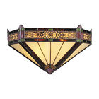 08030-ab Aged Glass Filigree Elk Wall Stained Two-light Bronze Lighting Sconce