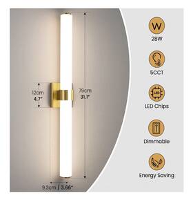 8078wl-28g-us Aijiasi Gold Colored 31 Inch Led Vanity Light Bar Fixture For Mirror Bedroom Living Room