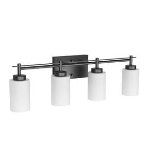 Aipsun 717049195146 Vintage Bathroom Vanity Light Black Fixtures 4 Lights Milky Wh