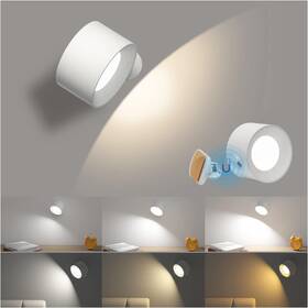 Aksda 653945993809 Battery Operated Wall Light Led Lamp With 360 Adjustable 1pcs White