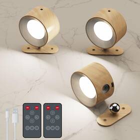 B0fpwtcwgk Aksda 3pk Battery Led Wall Sconces Wood 3-color 3-level 360 Touch Remote Timer