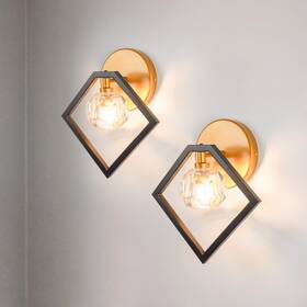 Albalux 766752235007 Crystal Wall Sconce Lighting Set Of 2 1light K9 Gold&black Modern Vanity
