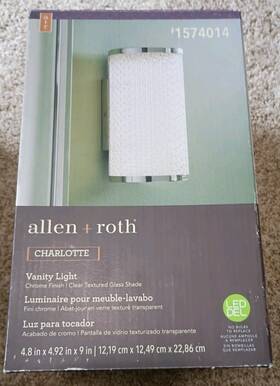 Allen Roth 080629707337 Charlotte 4.8 Inch X4.92 X9 Polished Chrome Led Modern Vanity Light New