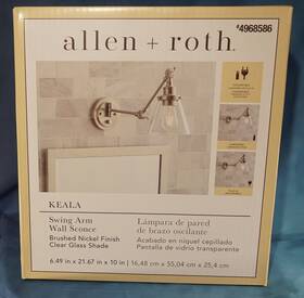 1007485752 Allen Roth New Keala 1-light Brushed Nickel Swing Arm Wall Sconce # 4968586