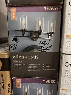 1362627 Allen Roth And Charlotte 22-in 3-light Raw Iron Rustic Vanity Light Bar #1362627
