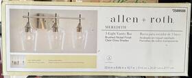 2525800 Allen Roth Meredith 3-light Vanity Light Brushed Nickel Clear Glass Shade