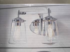 2589589 Allen Roth Alan 2 Light Vanity Bar Polished Chrome Finish Clear Glass Shades Wyatt New