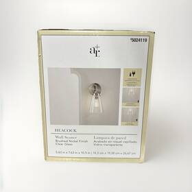 5024119 Allen Roth Heacock Wall Sconce Brushed Nickel Clear Glass