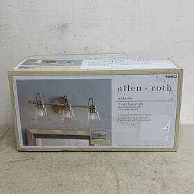 Allen Roth 671961434120 Bartow 3 Light Vanity Brushed Nickel Finish Clear Glass Shade