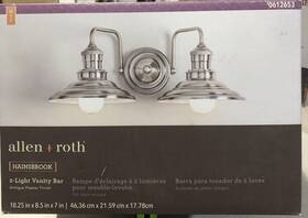 Allen Roth 725916105754 Hainsbrook 18.25 Inch Antique Pewter Industrial Vanity Light - New