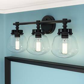 Allen Roth 725916105853 Lyla 23 Inch 3-light Matte Black Mid-century Modern Vanity Light - New