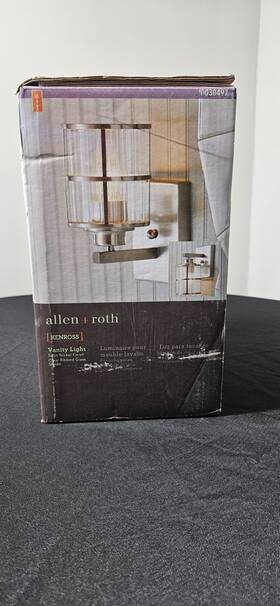 Allen Roth 973182950408 Inch Kenross Brushed Nickel Vanity Light Ribbed Shade